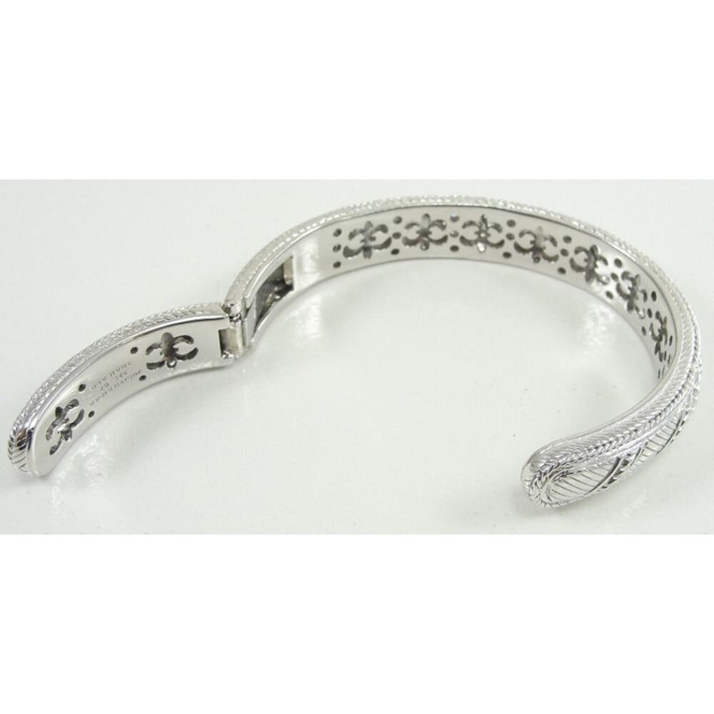 Judith Ripka CZ Sterling Silver Hinged Cuff Bracelet Medium 7in - Picture 3 of 5